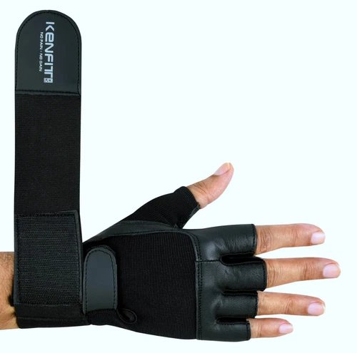 Weight Lifting Gym Gloves Leather Double Straps Training Workout Fitness Kenfit