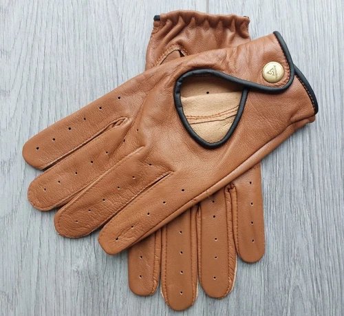 Leather Driving Gloves Mens Tan Leather car Chauffeur Luxurious Sheepskin